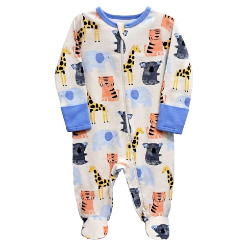 Wonder Nation Unisex Baby Zip Front Sleep N Play Pajamas, Preemie-6/9 Months