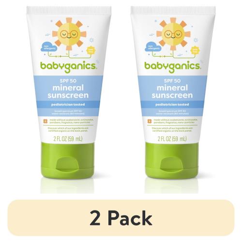 (2 pack) Babyganics Sunscreen Lotion 50 SPF, 2oz