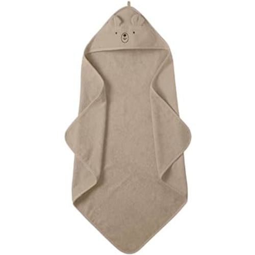Denmark - Premium Organic Cotton Baby Bath Towel – Hooded Toddler and Baby Towels for Newborn Girl and Boy – Super Soft and Absorbent, 32 x 32 (Bear - Fog)