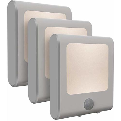 [3Pack] Vintar Motion Sensor Dimmable LED Night Light, Plug-in Nightlight with Auto Dusk to Dawn Sensor, Adjustable Brightness Warm White Lights for Hallway, Kids Room, Kitchen, Stairway, Bathroom - 3-pack Warm White