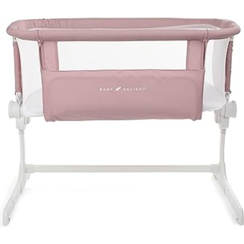 Baby Delight Beside Me Dreamer Bassinet | Bedside Sleeper & Baby Bassinet | 6-Position Height Adjustment | 100% GOTS Certified Organic Cotton Fabric | Organic Rose