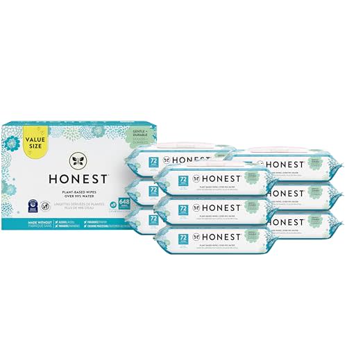The Honest Company Clean Conscious Unscented Wipes | Over 99% Water, Plant-Based, Baby Wipes | Hypoallergenic for Sensitive Skin, EWG Verified | Classic, 648 Count