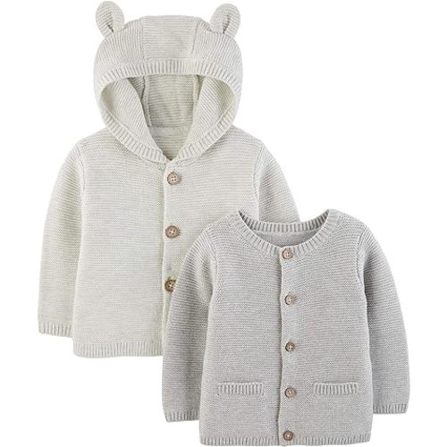 Simple Joys by Carter's Baby 2-Pack Neutral Knit Cardigan Sweaters - 0-3 Months - Grey