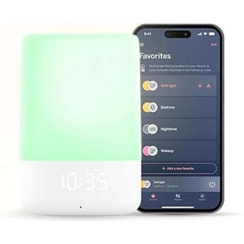 Nanit Sound and Light Smart Baby Night Light and Sound Machine | Audio Monitor | Cry Detection Alert Feature | OK to Wake Alarm Clock for Kids | Temp & Humidity Tracking | Rechargeable Battery | WiFi