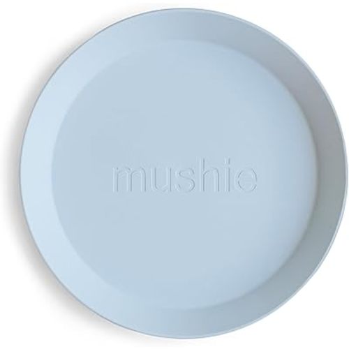 mushie Round Dinnerware Plates for Kids | Made in Denmark, Set of 2 (Powder Blue)
