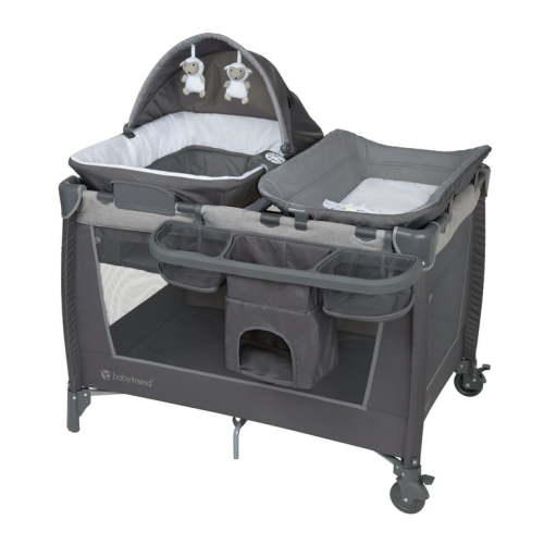 Baby Trend Simply Smart 2.0 Nursery Center Playard with Bassinet and Travel Bag – Shale Grey