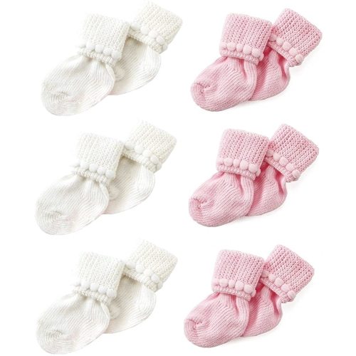 Newborn Baby Boy & Girl Socks by Nurses Choice - Includes 6 Pairs of Cotton Socks