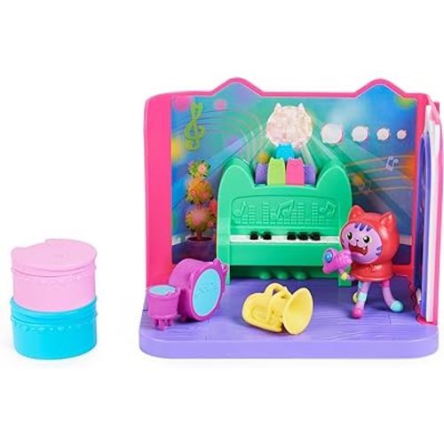 Gabby’s Dollhouse, Groovy Music Room with Daniel James Catnip Figure, 2 Accessories, 2 Furniture Pieces and 2 Deliveries, Kids Toys for Ages 3 and up