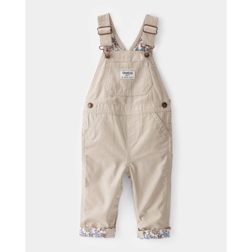 Baby Lightweight Floral-Lined Canvas Overalls - Khaki - OshKosh | Carter's