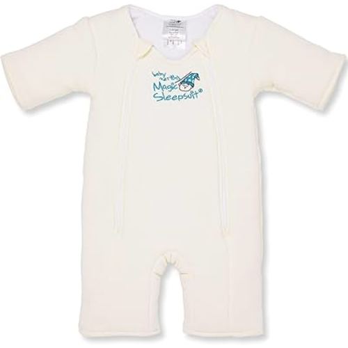 Magic Sleepsuit Baby Merlin's Cotton Baby Swaddle Transition Product - Soft and Cozy Design, Double Zipper for Easy Diaper Changes, Promotes Safe Sleep, 3-6 Months - Cream - Small 12-18lbs