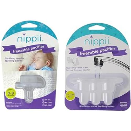 Original Freezable Teether Pacifier | Ice Cube Tray Bundle | BPA Free Medical Grade Silicone | Boy and Girl Babies 0-9 Months | Teething Relief | Made in USA | Cold Teether | Teething Pacifier