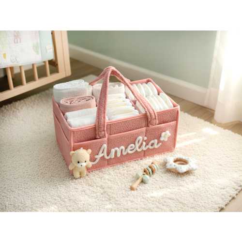 Diaper Caddy Organizer for Changing Table: Custom Name Storage Basket , Gift for Baby Shower