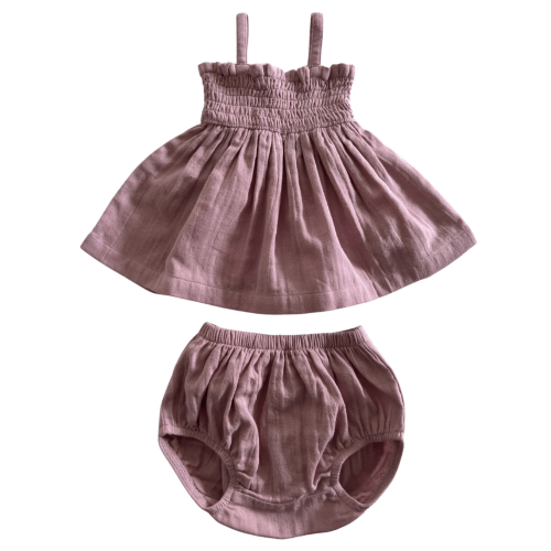 Lavender / Organic Smocked Set