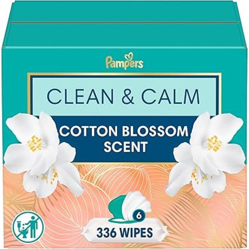 Pampers Wipes, Clean & Calm, Cotton Blossom Scent, 336 Wipes Total (6X Pop-Top Packs)