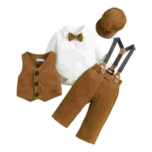 Otqutp Baby Clothes Set for Birthday Toddler Kids Boys Gentleman's Dress 4PCS Shirts + Vest + Pants + Hat Child Baby Outfits 0 to 2 Years