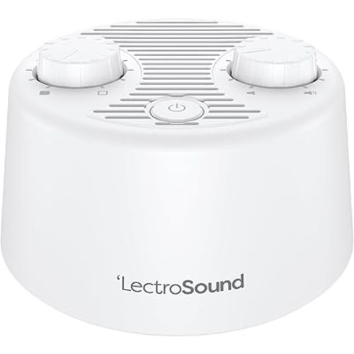 Adaptive Sound Technologies Lectro Sound 2 White Noise Machine - Simple Machine for Nursery or Bedroom - Non-Looping, Warm White Noise for Soothing Sleep - for All Ages - White