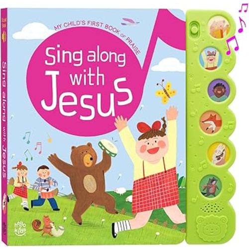 Sing Along with Jesus Christian Sound Books for Kids - 6 Bible Songs - Christening, Baptism Gifts for Boys and Girls - Religious Toys, Interactive Music Books for Toddlers - Baby Dedication
