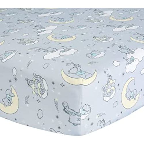 Lambs & Ivy Disney Baby Cozy Friends Winnie The Pooh Gray Fitted Crib Sheet