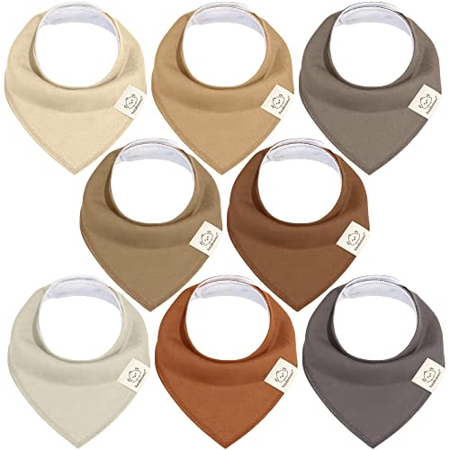 KeaBabies 8-Pack Organic Baby Bandana Drool Bibs - Stylish Unisex Bandana Bibs, Super Absorbent Bandana Drool Bibs, Gentle Teething Bibs for Infants, Organic Cotton Baby Bib (Terracotta)