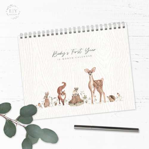 Forest Animals First Year Baby Calendar