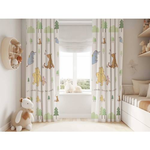 Winnie the Pooh Bear Nursery Curtains | Winnie the Pooh Nursery Decor | Kids Bedroom Curtains | Room Darkening Curtains | Nursery Curtains