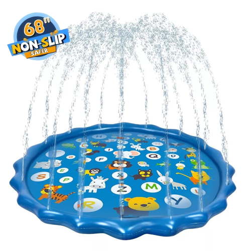 OGEDNAC 68" Splash Pad for Kids, Inflatable Sprinkler Splash Mat for Adults Summer Outdoor Backyard Lawn Games Water Play Toy Mat, Blue