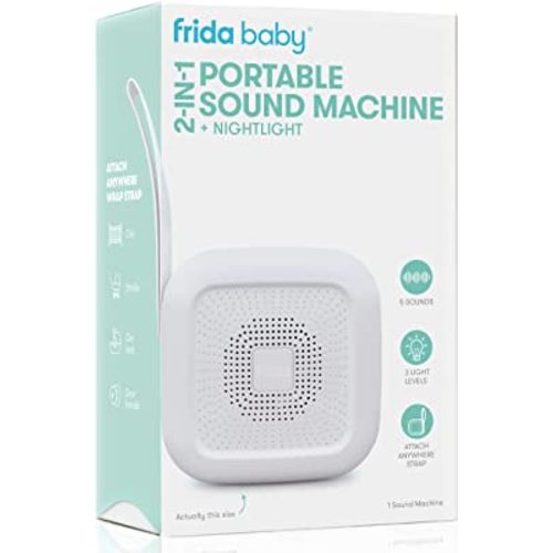 Frida Baby 2-in-1 Portable Sound Machine + Nightlight | White Noise Machine with Soothing Sounds for Stroller or Car Seat with Volume Control