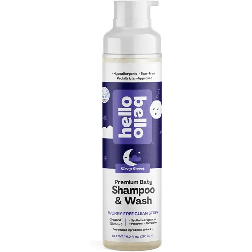 Hello Bello Nighttime Shampoo & Body Wash - Gentle Hypoallergenic Tear-Free Formula for Babies and Kids - Vegan and Cruelty-Free - Sweet Sleep Scented - 10 fl oz