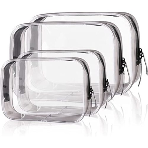 HTXsky Clear Toiletry Bags, Diaper Organizer Bags, Clear Travel Bags for Toiletries, TSA Approved Toiletry Bag Airport Compliant-4 Pack