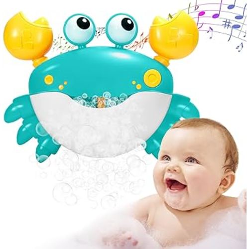 Baby Bath Toys Crab:Bubble Machine Bath Toy Bath Bubble Maker,Blow Bubbles and Plays Children’s Songs,Bath Toys for Toddlers 1-3,Battery Operated (Azure)