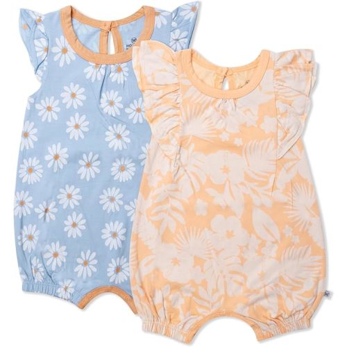 HonestBaby Romper and Ruffle Bodysuit Dress 100% Organic Cotton for Infant Baby and Toddler Girls