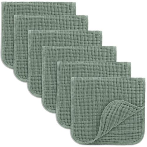 Muslin Burp Cloths Large 100% Cotton By Comfy Cubs (kelp, Pack Of 10)
