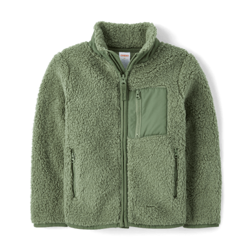 Boys Sherpa Jacket - Little Essentials - Green