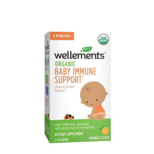 Wellements Organic Baby Immune Support Syrup, Orange Flavor, 2 Fl Oz, Free from Dyes, Parabens, and unecessary Preservatives