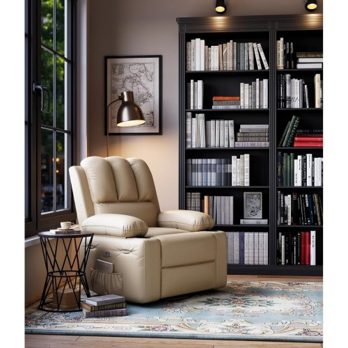 27'' Oversized 360° Swivel Recliner Chairs with Heat and Massage