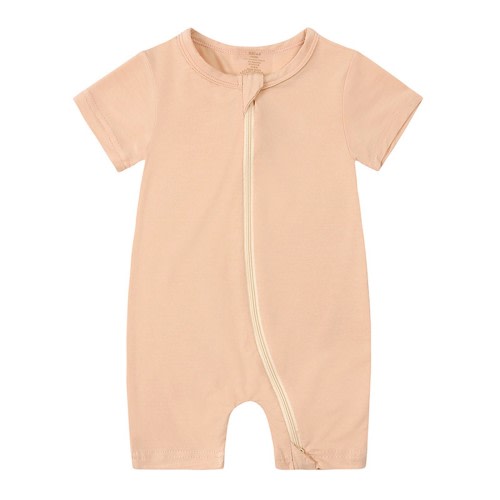 ZyeKqe Baby Clothing Infant Unisex Baby Girl Boys Short Sleeve Crewneck Romper Zipper Summer Jumpsuit