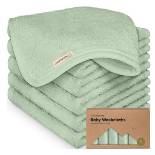 6-Pack Baby Washcloths - Soft Viscose from Bamboo Washcloth, Baby Wash Cloths for Newborn, Kids, Bath Baby Towels, Face Towel, Face Cloths for Washing Face(Pistachio)