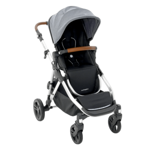 Mockingbird Single to Double 2.0 Stroller, 2025, Heather Grey, Silver With Penny Leather, Solid Grey