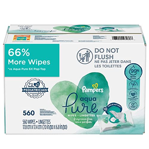 pampers aqua pure baby wipes 560 ct OLD