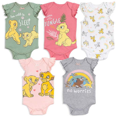 Disney Classics 101 Dalmatians Bambi Dumbo Infant Baby Girls 5 Pack Short Sleeve Bodysuits Disney Classics 18 Months