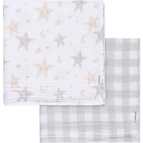 Gerber Baby Unisex 2-Pack Muslin Blanket, Celestial, One Size