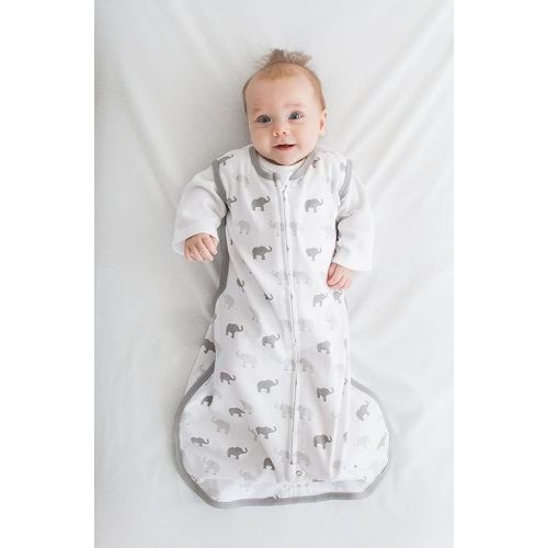 Amazing Baby Cotton Sleeping Sack, Wearable Blanket with 2-way Zipper, Sterling Tiny Elephants, Small (0-6 mo)