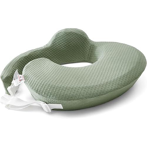 QSTEHEML Nursing Pillow for Breastfeeding - Adjustable Breastfeeding Pillows for Women with More Support & Removable Cover, Baby Feeding Pillow for Newborn Moms and Baby Essentials,Green