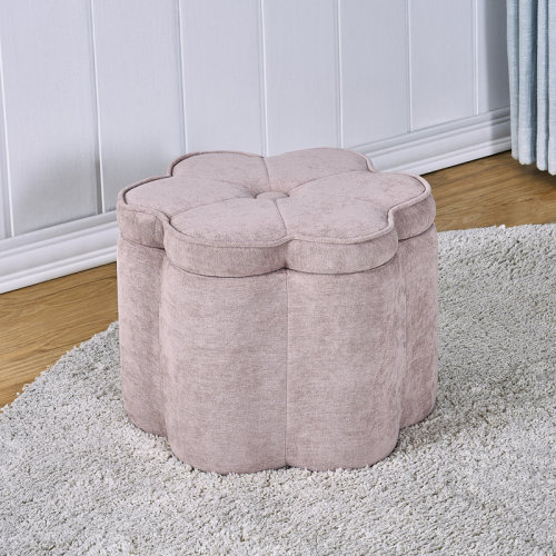 Mercer41 Pink Upholstered Flower Ottoman With Storage | Wayfair