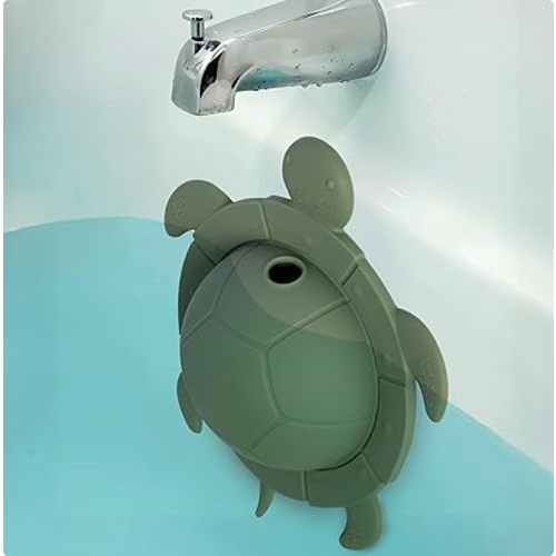 Bathtub Overflow Drain Cover – Tub Overflow Drain Cover Turtle | Adds Inches of Water for Deeper & Warmer Bath | Universal Fit Bathroom Spa Accessory - Drains in Sea Grass Green