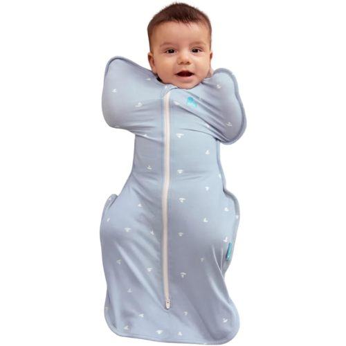 Love to Dream Swaddle Up Viscose from Bamboo, Arms Up Position, Soft and Sustainable Bamboo Fabric, Versatile Wearable Blanket, 1.0 TOG (20-24°C) Ideal for Moderate Temps, Boats Mist, Small 8-13 lbs