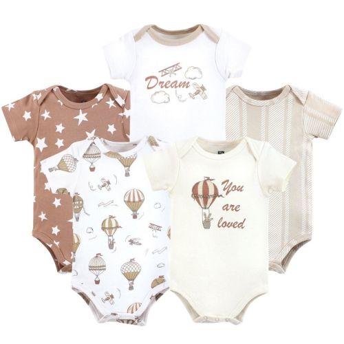 Hudson Baby Cotton Bodysuits, Hot Air Balloon, 0-3 Months