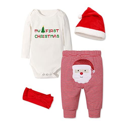 Abbence Baby Girl Boy Christmas Outfit My 1st Christmas Baby Boy Infant New Year 4 Pcs Set