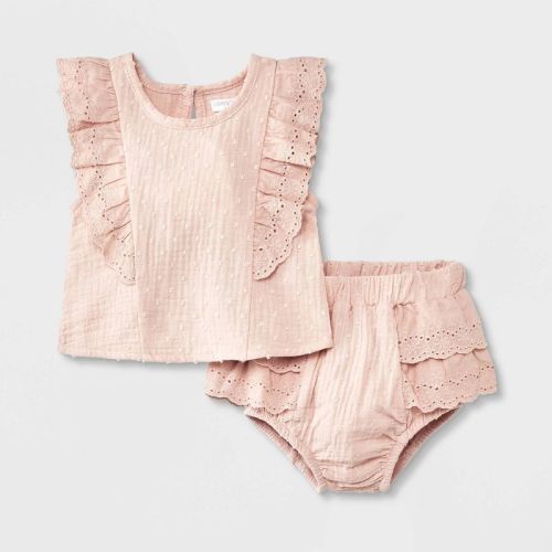 Grayson Mini Baby Girls' Solid Top & Bottom Set - Pink, Size: Infant6-9M