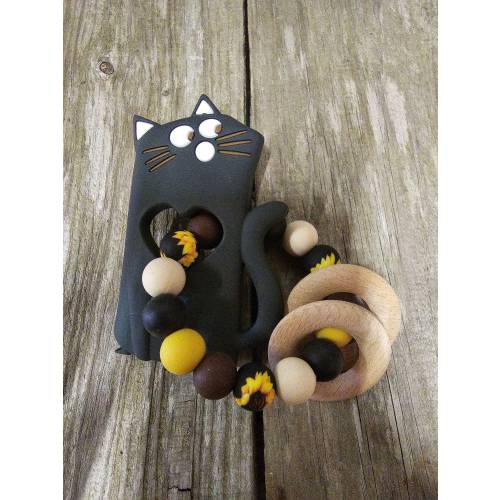 Rattle Toy, Sunflower Black Cat